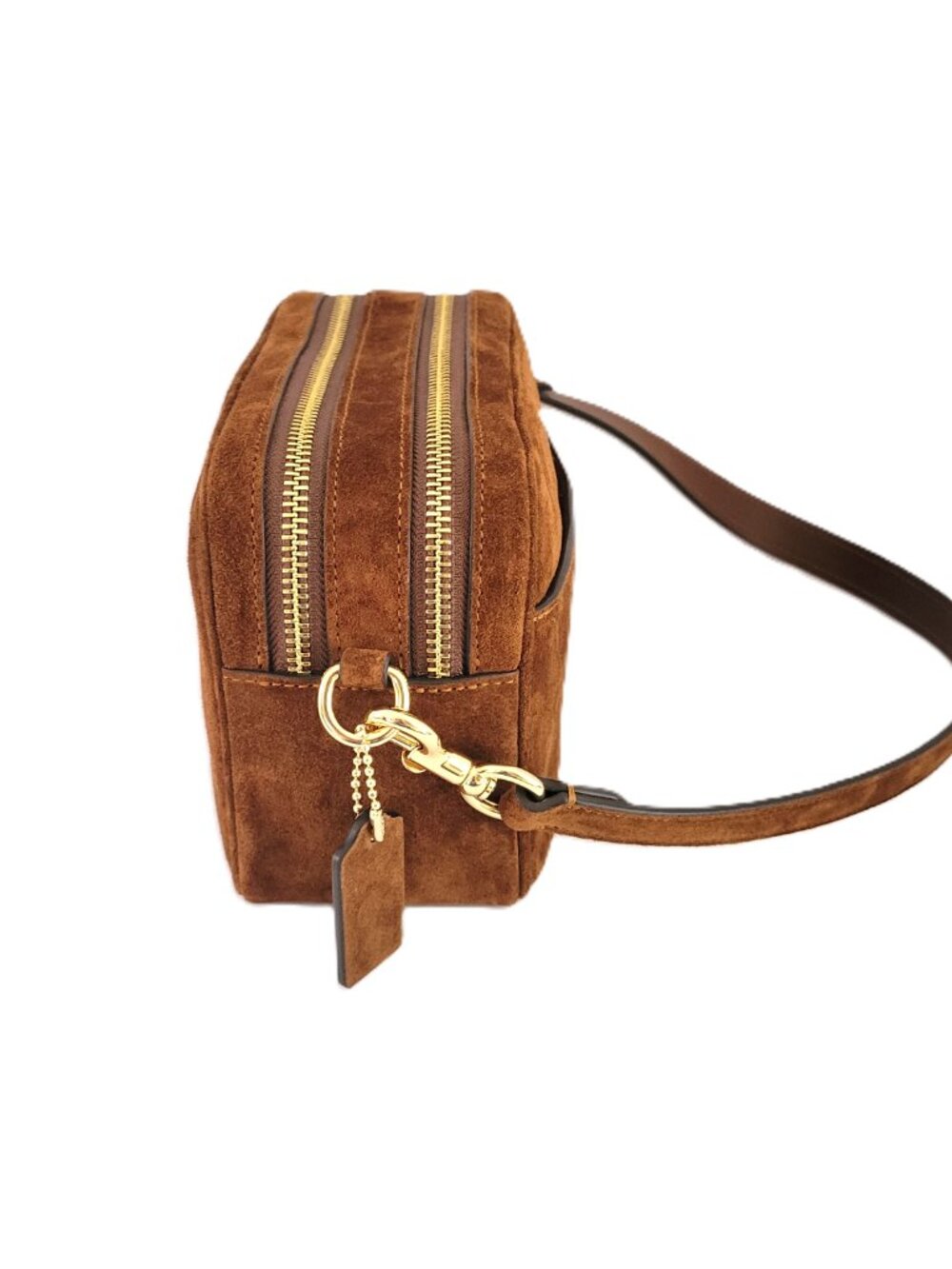 Coach CEN20 Mini Carey Suede Leather Crossbody Bag Handbag Warm Brown - Picture 3 of 8